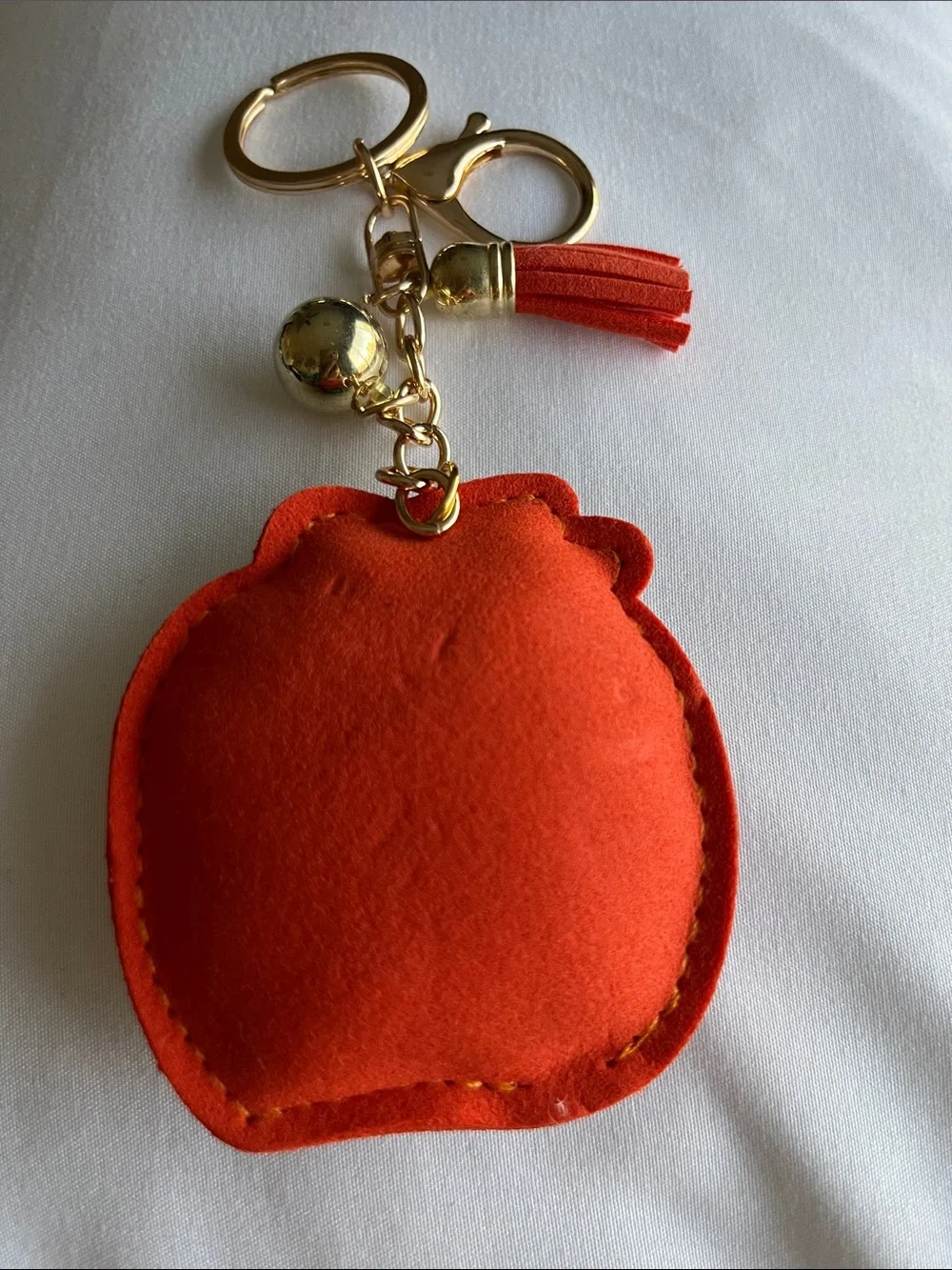 Pumpkin Crystal Tassel Bag Charm / Keychain Key & Card Holder - Orange